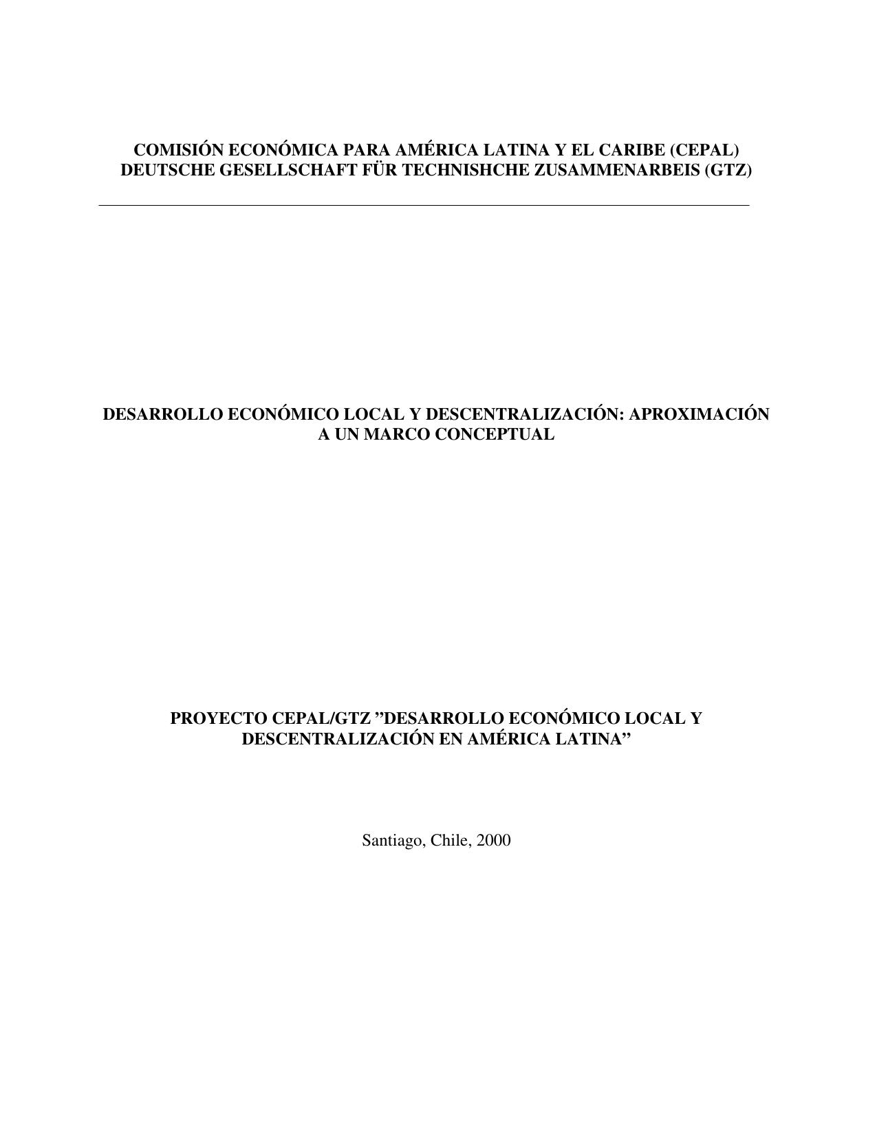 Desarrollo económico local y descentralización: aproximación a un marco conceptual